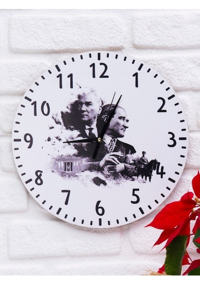 Deep Craft Atatürk Dekoratif Ahşap Duvar Saati Ahşap