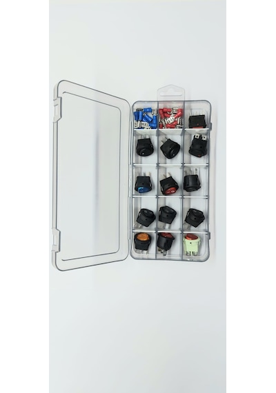 On-off Rocker Anahtar Ve Switch Seti 15 Bölmeli Organizer Kutulu