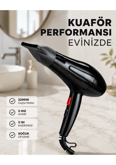 2200w Saç Kurutma Makinesi Soğuk Ve Sıcak Üfleme Fonksiyonlu Aklby-bsva58