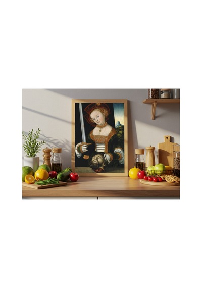Rönesans Cranach Holofernesin Başıyla Judith Çerçevesiz Poster 21x30 Cm A4 Tablo Rönesans