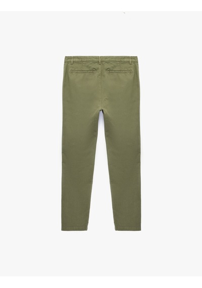 Koton Pamuklu Cepli Gabardin Slim Fit Pantolon Haki 7wam40026hw