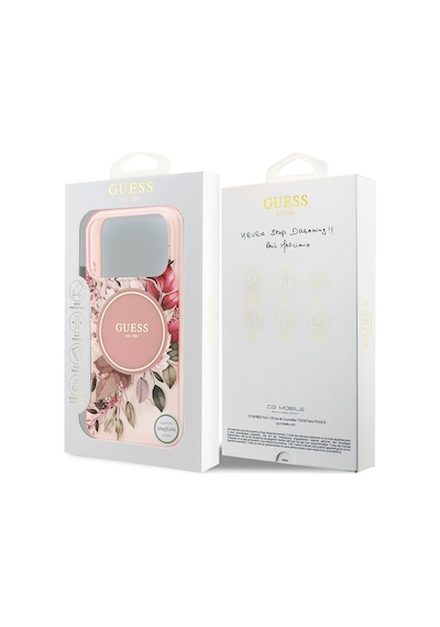Apple Uyumlu iPhone 17 Pro Kılıf Guess Lisanslı M-safe Özellikli Flower Tonal Circle Kapak Pembe Pembe