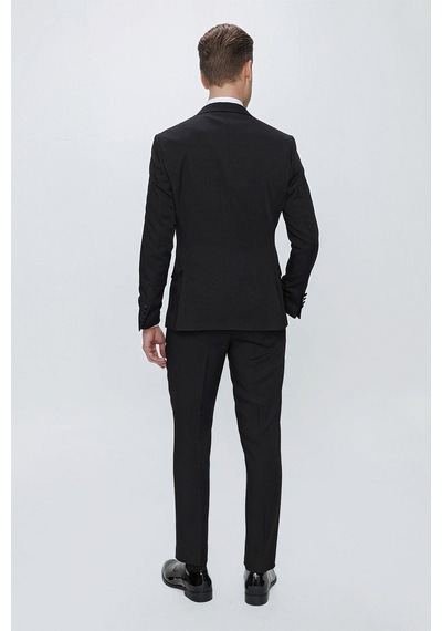 Efor Black 067 Slim Fit Çıkarılabilir Saten Yaka Siyah Damatlık Smokin Takım Siyah