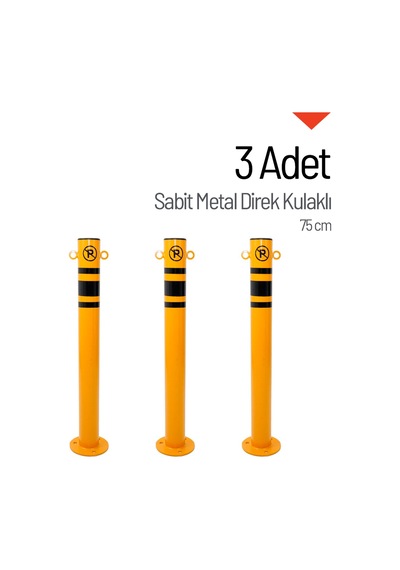 3'lü Sabit Metal Direk Seti Kulaklı, Metal Duba 75 Cm-3589