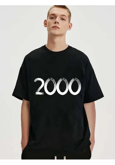 Flood Of Style Erkek Kahverengi 2000 Baskılı Bisiklet Yaka Tshirt