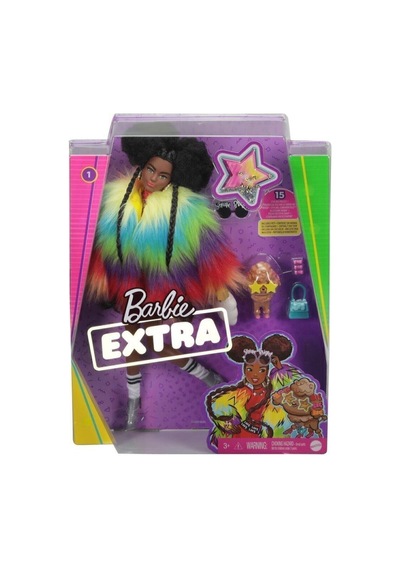 Barbie Extra Gökkuşağı Renkli Ceketli Bebek Köpek Figürü