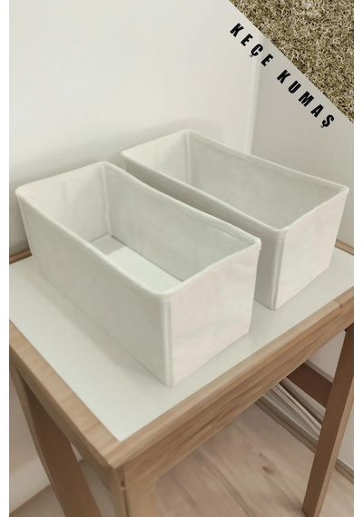 2'li Krem Çekmece Içi Düzenleyici Organizer Set - Çok Amaçlı Dola Krem