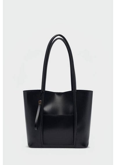 Shule Bags Pebbled Omuz Çantası Siyah Siyah