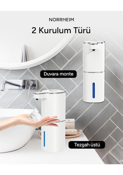 Valen Ir Sensörlü - Lcd Ekranlı - Şarj Edilebilir - 4 Farklı Sabun Seviyeli - Geniş Hazne & Ipx5 Sertifikalı Köpük Sıvı Sabunluk - Beyaz