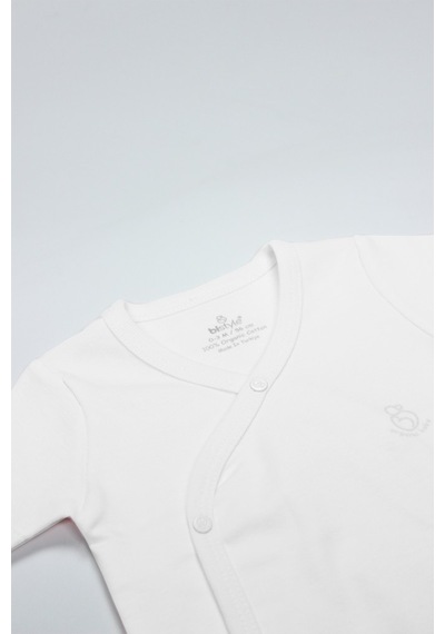Erturkstore Organik Natural Basic Style Kruvaze Uzun Kol Body Bs17102 Beyaz Çok Renkli