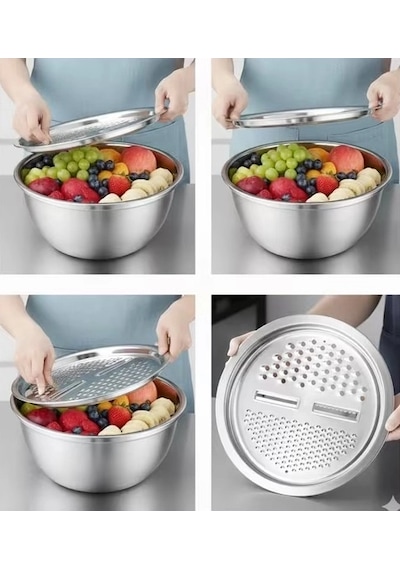 Mybru 430 Paslanmaz Çelik Hazneli Pratik El Rendesi 24 Cm Dilimleyici Çok Renkli