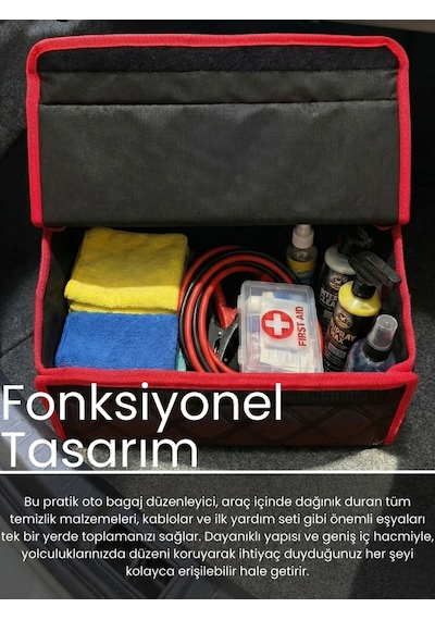 Araç Bagaj Düzenleyici Organizer Tay Tüyü Kaymaz Cırt Bantlı Geniş Hacimli Çanta A1