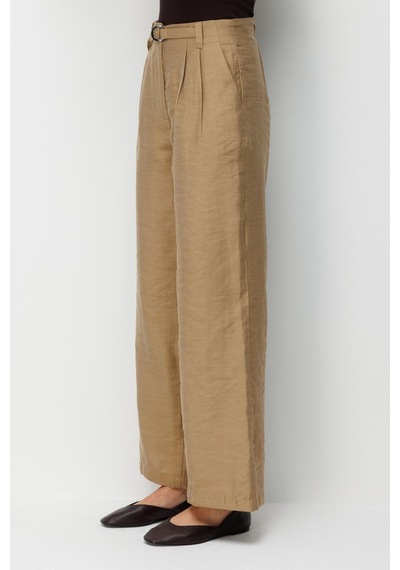 Mixray 4808 Kadın Toka Detaylı Geniş Paça Pantolon Camel Camel