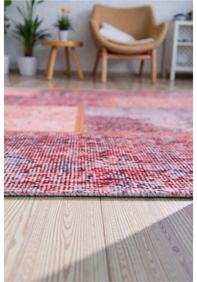 Patchwork Kilim Vintage Etnik Desen Kaymaz Dokuma Taban Yıkanabilir Halı Çok Renkli Çok Renkli