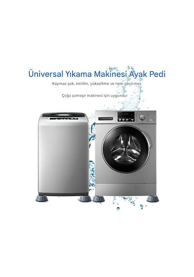 Çamaşır Makinesi, Bulaşık Makinesi Ve Buzdolabı Titreşim Engelleyici Ayak Pedi 4'lü Set Gürültü Azaltıc Genel