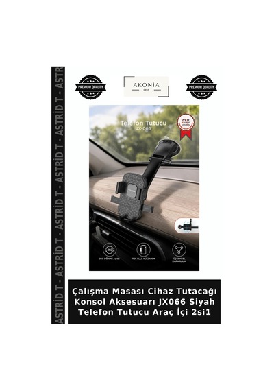Çalışma Masası Cihaz Tutacağı Konsol Aksesuarı Jx066 Siyah Telefon Tutucu Araç İçi 2si1