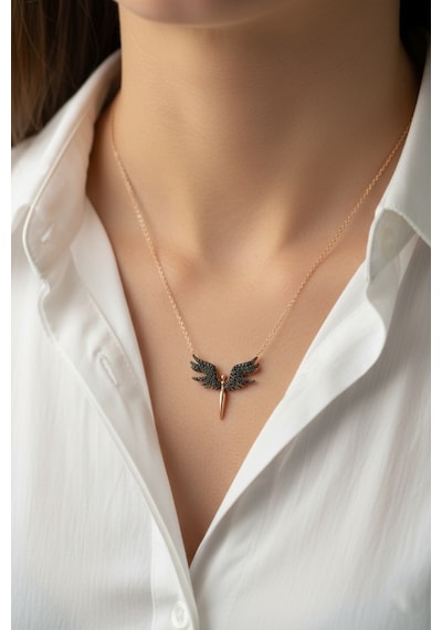Çekirdekjewelry 925 Ayar Gümüş Rose Kaplama Mikail Kolye Pembe