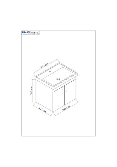 Ege 60 Cm Led Aynalı, 2 Kapaklı Banyo Dolabı Seti, Seramik Lavabo Dahil, Led'li Beyaz Ege 60 Cm Led Aynalı, 2 Kapaklı Banyo Dolabı Seti, Seramik Lavabo Dahil, Led'li Beyaz