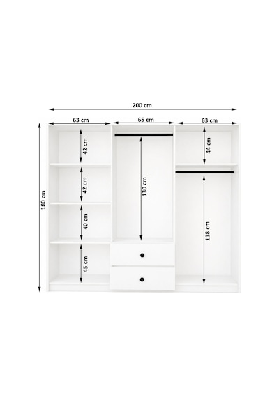 Metalia Gm 033 Delüx 6 Kapılı 2 Çekmeceli Aynalı Gardrop Dolap