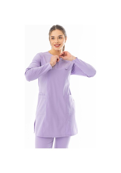 Likra Uzun Kol Doktor Hemşire Forması Lila Ltst20005 Lila
