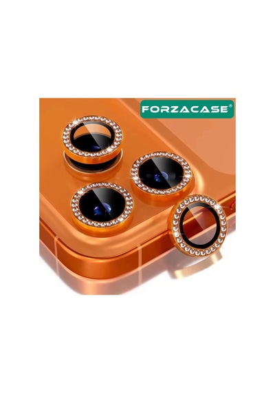 Forzacase Apple Uyumlu iPhone 17 Pro İle Elmas Taşlı Kamera Camı Lens Koruyucu Halka Seti - Fc1126 Gümüş