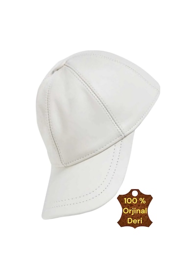 Unisex %100 Deri Arkadan Ayarlanabilir Baseball Kep Şapka Beyaz