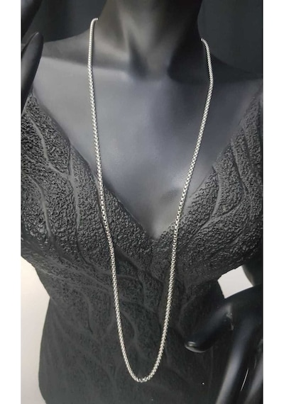 Vog Unisex Yuvarlak Sık İç İçe Halka Model Çelik Erkek 3mm-80 Cm Uzunluk Orta Kalınlıkta Kolye