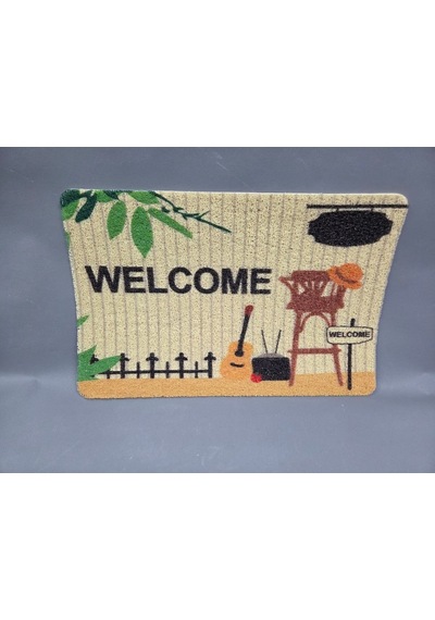 Hijyenik Kıvırcık Paspas 40x60 Cm - Islaklık Emici Kapı Önü Paspası Bej