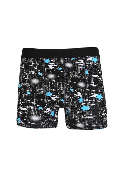 Akbeniz Erkek Penye Likralı Desenli Boxer 40116-Siyah