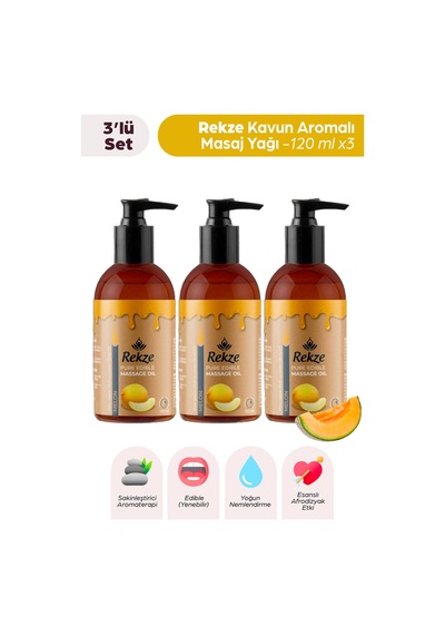 Kavun Aromalı Masaj Yağı 3 Lü Set Erotik Kokulu, Yenilebilir Ve Nemlendirici - 305837773