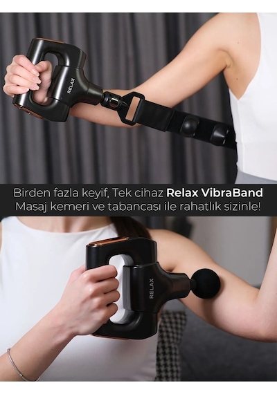 Vibraband Ayarlanabilir Titreşim Kemeri Vurmalı Masaj Tabancası Sporcu Masaj Aleti Siyah