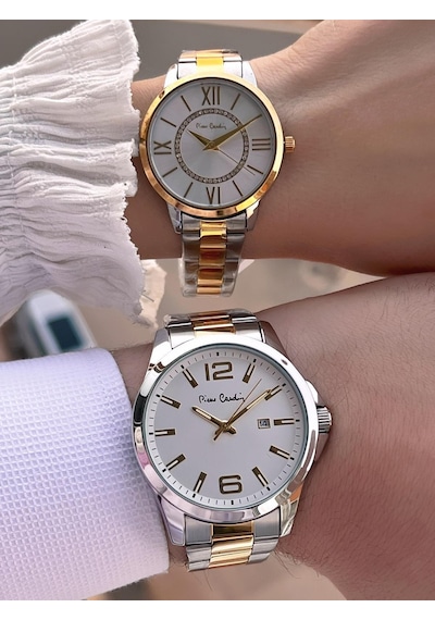 Pierre Cardin Bay Ve Bayan Çiftlere Özel Çelik Kordon Çift Kol Saati 30 Mt Su Gecirmez Cf.pr8046.m3 Gümüş - Sarı