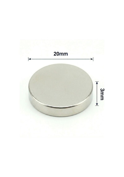 2 Adet - 20x3 Mm Neodyum Mıknatıs Neodim Magnet Yuvarlak