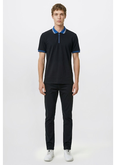 AC&Co / Altınyıldız Classics Erkek Sıyah Saks Regular Fit Geniş Kesim Polo Yaka %100 Pamuk Tişört