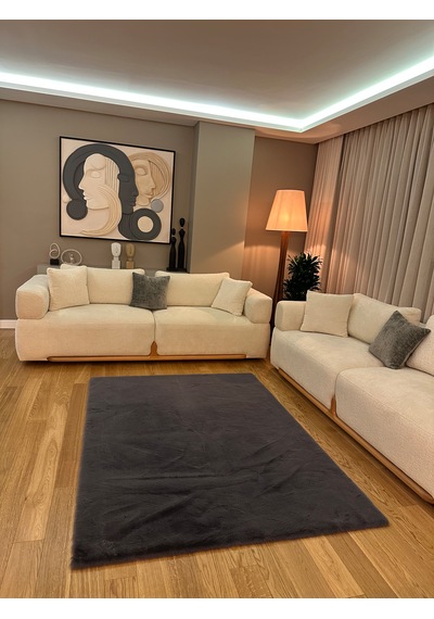 Ultra Soft Gri Yumuşak Dokulu Peluş Halı Dikdörtgen