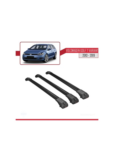Volkswagen Golf 7 Varıant 2013-2019 Arası İle Uyumlu Ace-1 Ara Atkı Tavan Barı Siyah 3 Adet Bar