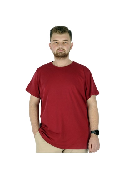 Mode Xl Büyük Beden Likralı T-Shirt Bisiklet Yaka 20149 Bordo