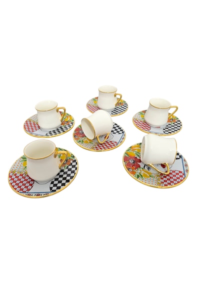 Sudedi Home Bellissimo Altın Yaldızlı Kahve Fincan Takımı Çok Renkli