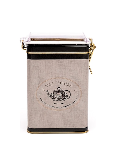 Azura Tea Desenli Kilitli Kapaklı Dikdörtgen Metal Saklama Kabı 7.5 x 10 x 15 CM 1 L Çok Renkli