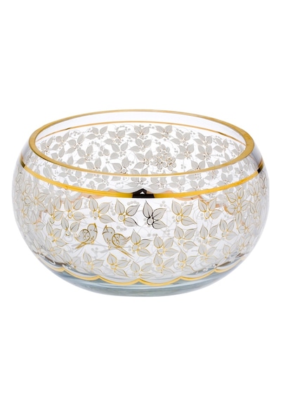 Paşabahçe Altın Yaldız El İşçiliği Yaprak Kase Beyaz 22x12 Cm