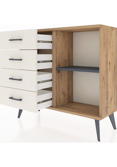 Arges Şifonyer Tek Raflı 4 Çekmeceli 88x30x80 Çam-antrasit/aytaşı Antrasit/aytaşı Arges Şifonyer Tek Raflı 4 Çekmeceli 88x30x80 Çam-antrasit/aytaşı Antrasit/aytaşı