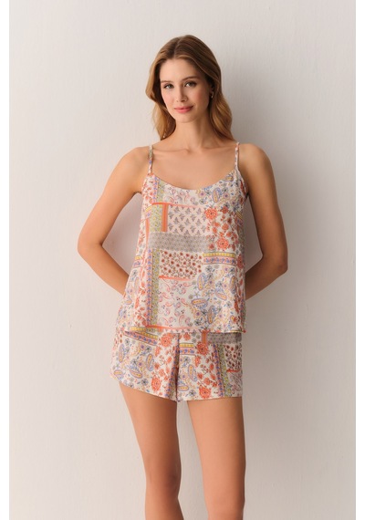 Suwen Irene Atlet Şort Pijama Takımı Sh26557667846 Çok Renkli