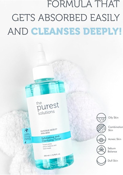 The Purest Solutions, Gözenek Ve Siyah Nokta Görünümünü Azaltmaya Yardımcı Arındırıcı Tonik,%5 Glikolik Asit, Aha, Bha, 200 Ml Sku: Smg8690010386205