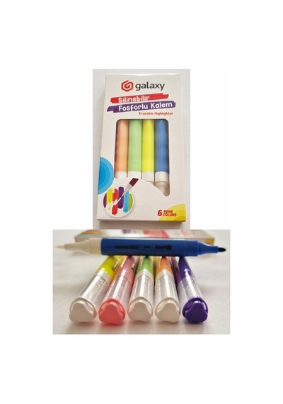 Silinebilir Fosforlu Kalem 6 Renk 1 Paket Galaxy Silinebilir İşaretleme Kalemi Çift Başlı Pürüzsüz Yazma Silme Fixpoint Çok Renkli