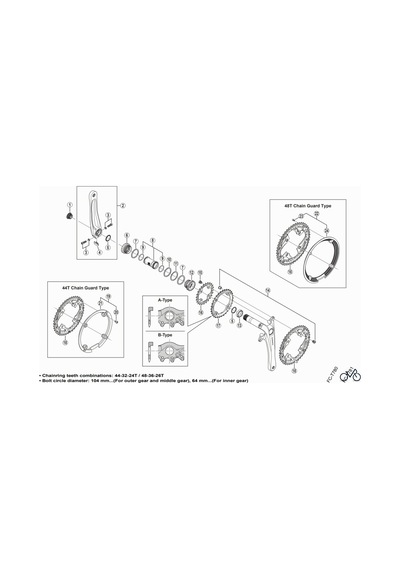 Shimano 24t-ae Aynakol Dişlisi Fc-t551 Fc-m610/fc-t611/fc-t521 3x10 104mm Bcd 4 Kollu Siyah