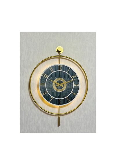 Pey Aksesuar Metal Camlı Duvar Saati 50 X 70 Cm Orta Boy Işıklı Gerçek Cam M51-gold-füme-beyaz-gold M51-gold-füme-beyaz-gold