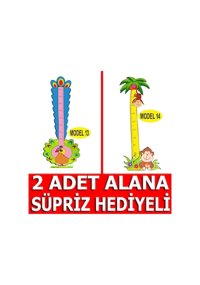 Boy Ölçer Sticker Zürafa Aslan Kuş Ayıcık Büyüme Tablosu Cetveli (283263921)