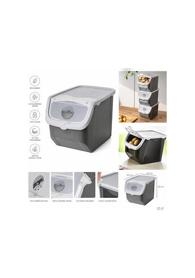 12 Litre Patates Soğan Saklama Kabı Hava Alabilir Kapaklı Sebze Saklama Kutusu Kilitli Kapaklı Sarımsak Organizer Plastik Erzak Saklama Kabı İstiflenebilir Kiler Düzenleyici Asorti Renk Çok Renkli 12 Litre Patates Soğan Saklama Kabı Hava Alabilir Kapaklı Sebze Saklama Kutusu Kilitli Kapaklı Sarımsak Organizer Plastik Erzak Saklama Kabı İstiflenebilir Kiler Düzenleyici Asorti Renk Çok Renkli