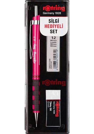 Rotring Rd 0.7 + Min+silgi Hediyeli - Ahududu Pembe Ahududu Pembe