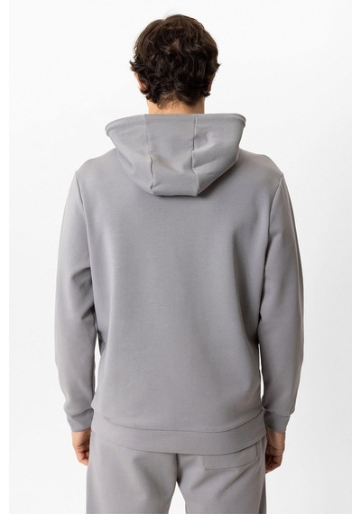 Backandbond Gri Regular Fit Pamuklu Kapüşonlu Kanguru Sweatshirt
